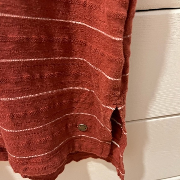 Roxy Striped Sleeveless Crew Neck T-Shirt Burnt Orange White size S - Picture 6 of 9